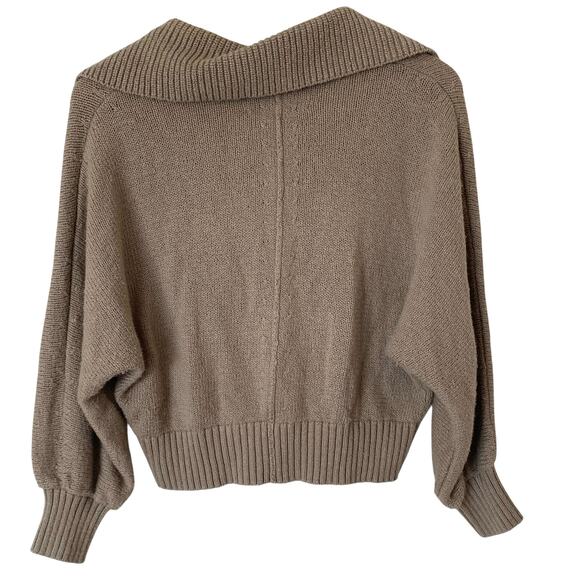 BROCHU WALKER Marlowe Cropped Henley Sweater in Taupe, Size Small - Picture 6 of 14
